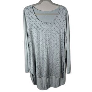 Soft Surroundings Women's Blue High Low Long Sleeve Tunic Size Large